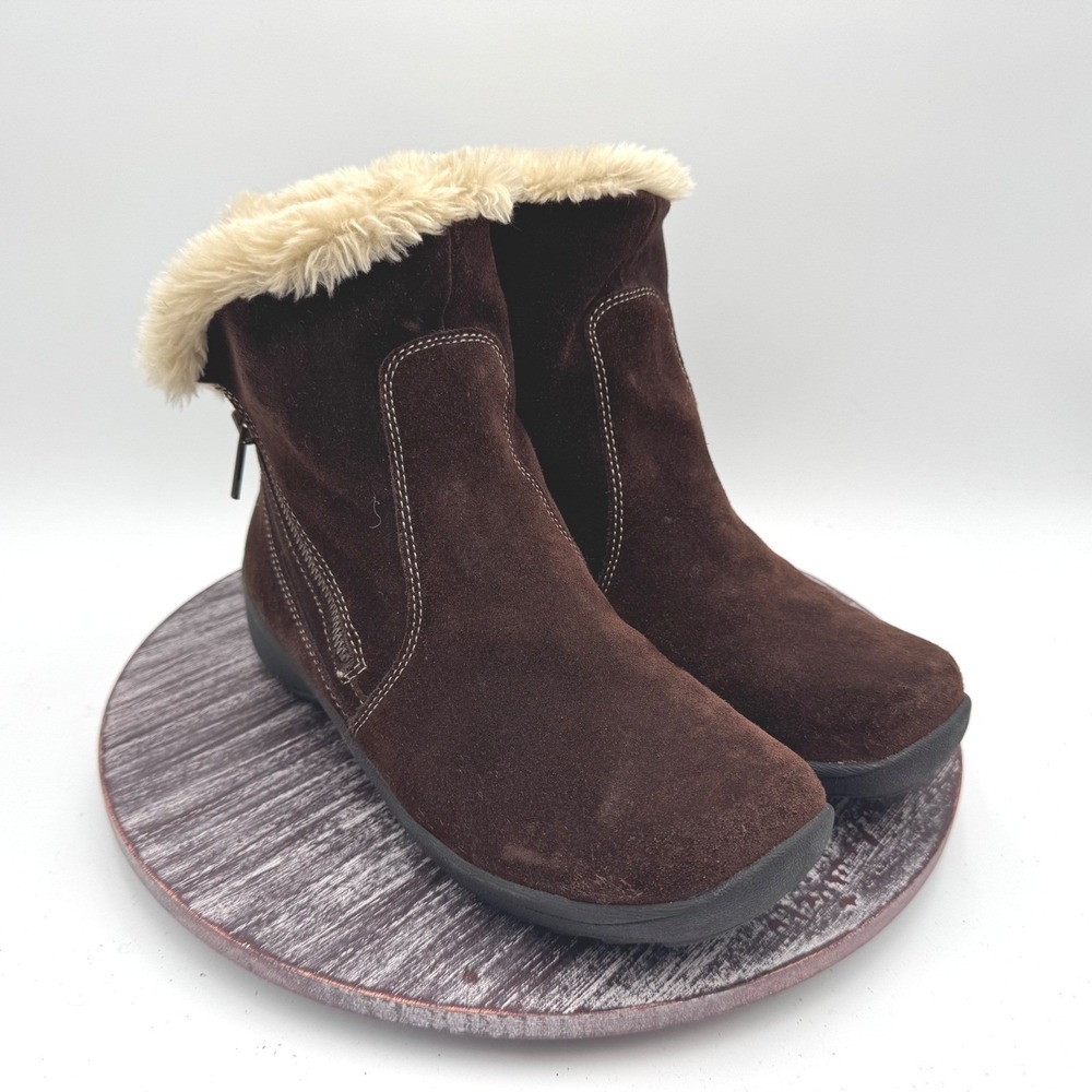 Naturalizer Boots Womens 7.5‎ Suede Leather Vegan Fur Lined Zip Comfort Brown